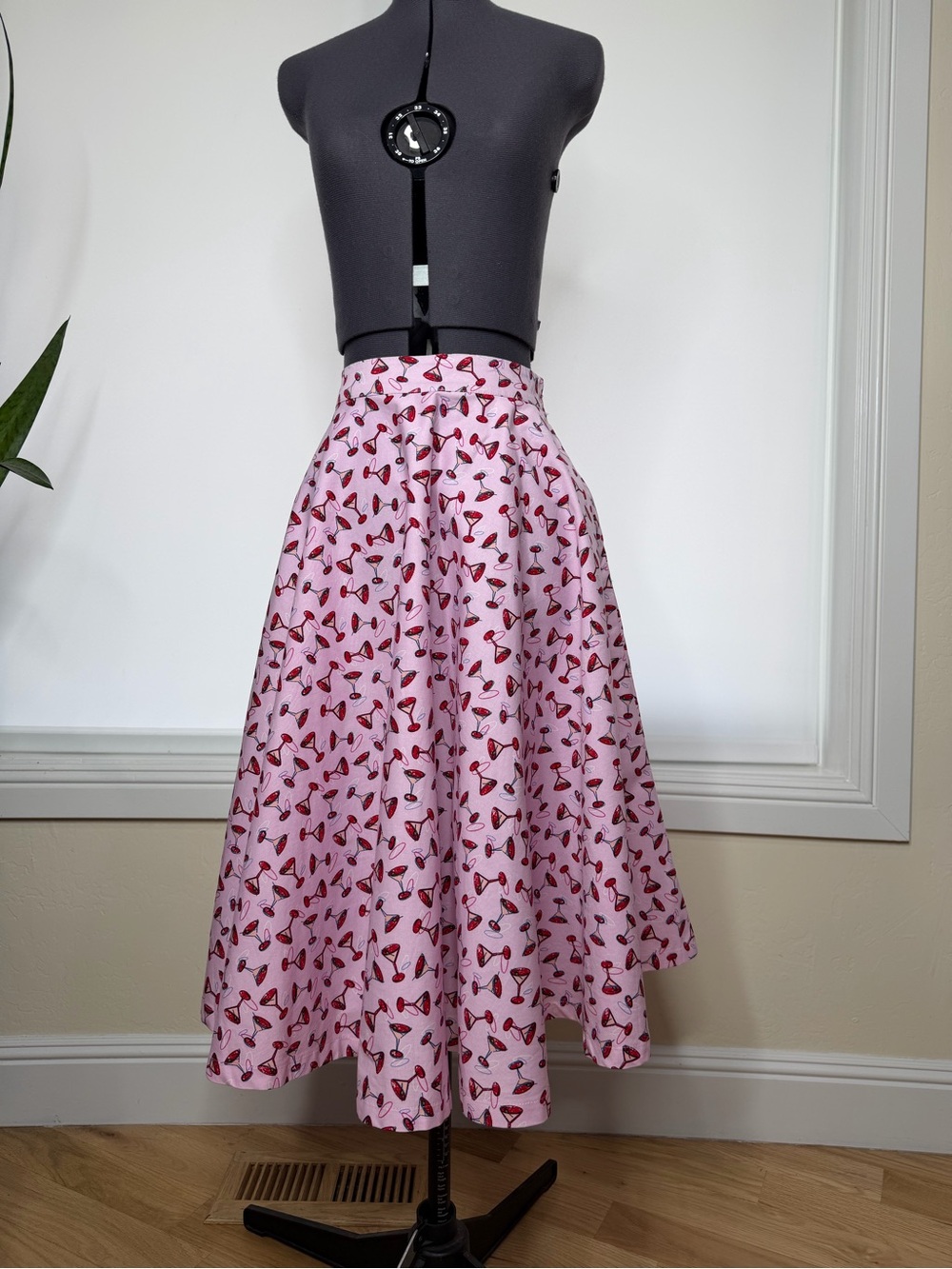 Lindy Bop Pink Cherry-Print Full Skirt